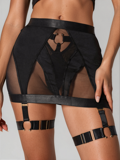 Veyra 3-Piece Sheer Mesh Set with Gold Hardware
