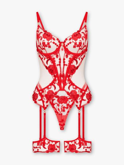 Adaline Bustier and Thong Set in Red