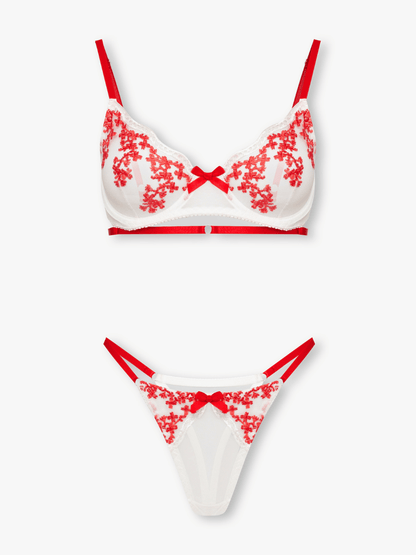Beau Bra and Thong Set with Satin Bows
