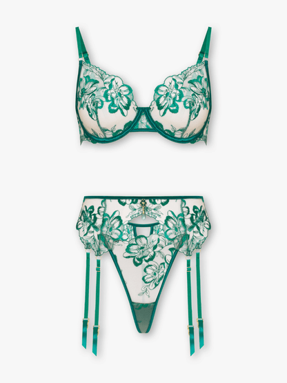 Bloom 3-Piece Embroidered Set in Green