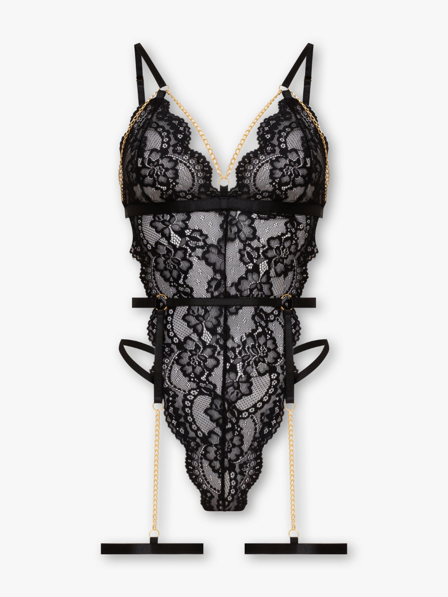 Celina Underwire Bodysuit with Gold Chain Detail
