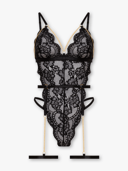 Celina Underwire Bodysuit with Gold Chain Detail