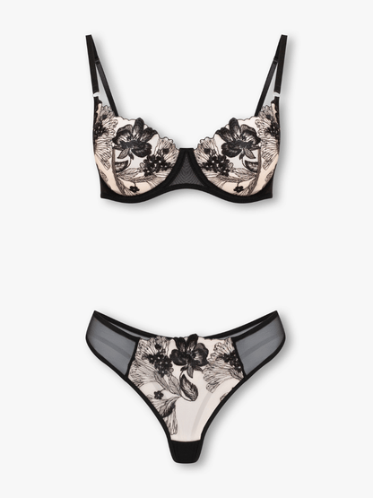 Fleur Embroidered Lace Bra and Thong Set