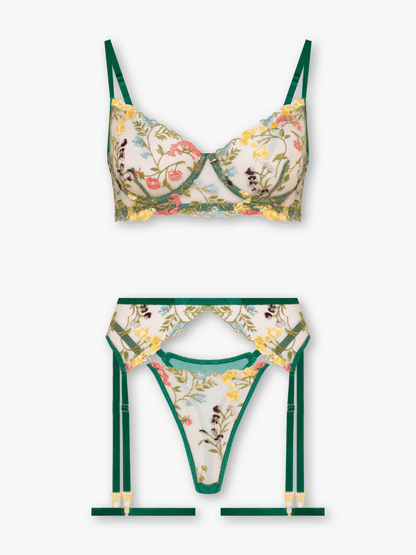 Heather 4-Piece Embroidered Mesh Set