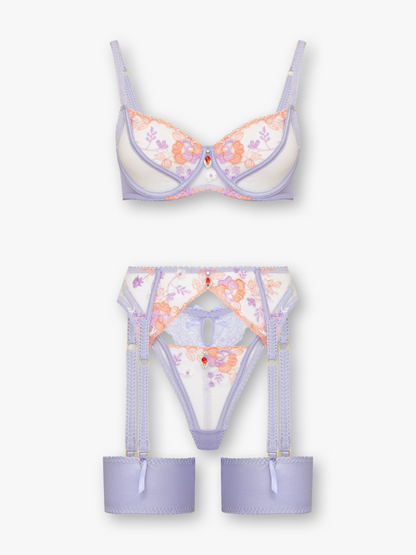 Imani 4-Piece Lace Set with Garter Belt