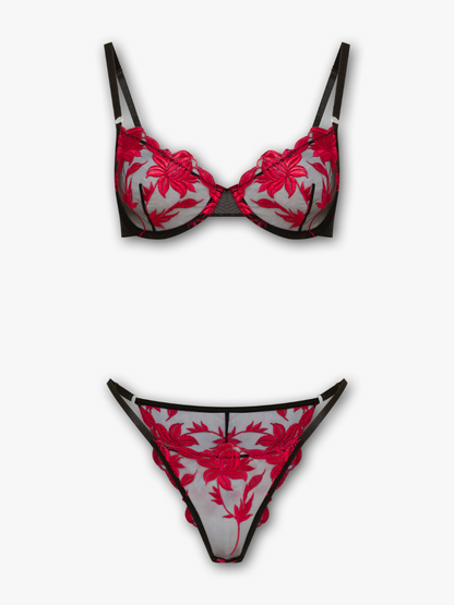 Mila Balconette Bra and Thong in Red
