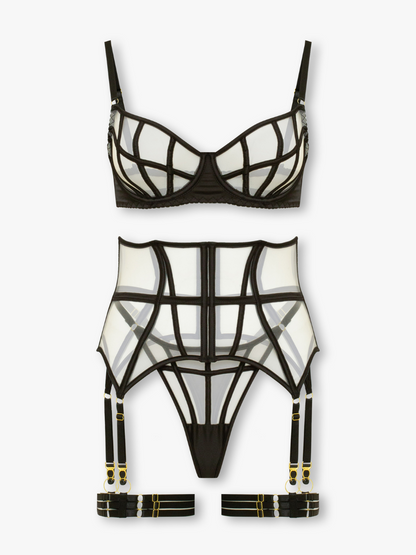 Scarlet 4-Piece Corset Set with Opera Gloves